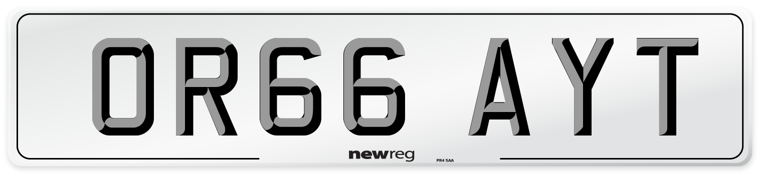 OR66 AYT Number Plate from New Reg